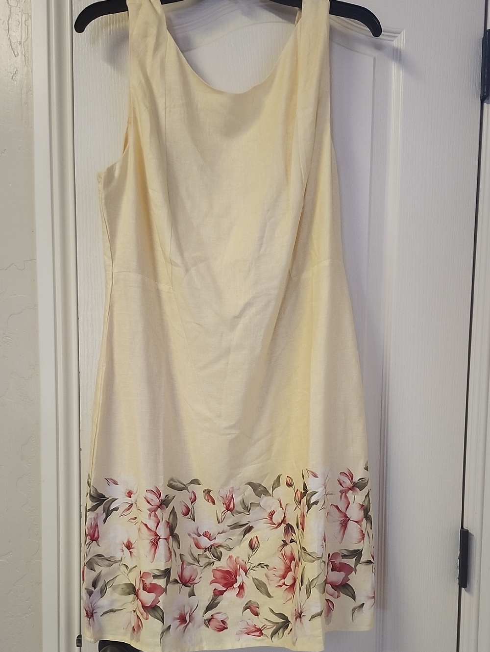 If Only Studio Cream Floral Hem Sleeveless Linen Dress
